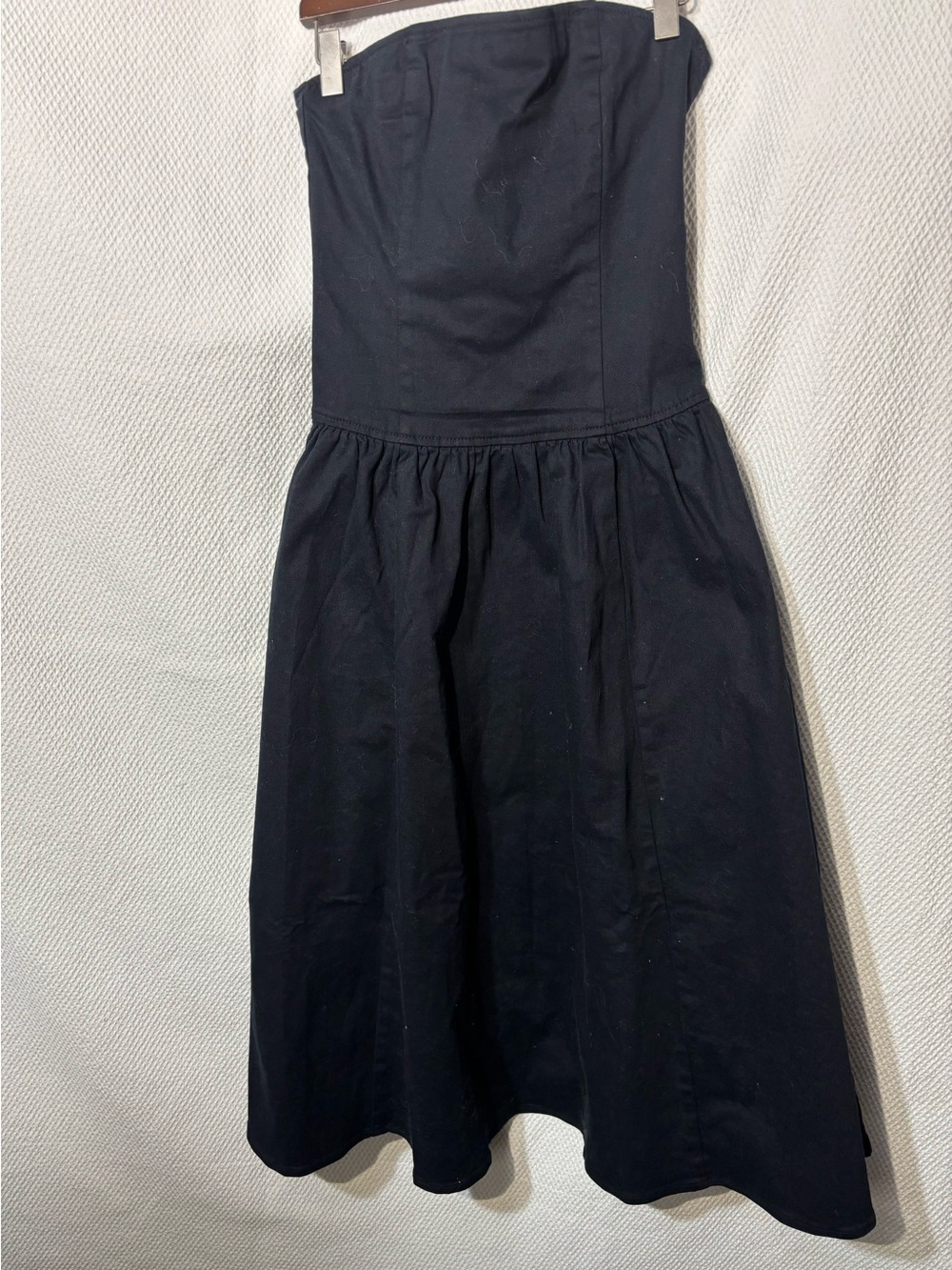 OAK & FORT Sz S Strapless Drop Waist Dress 95% Cotton Silicone Strip NEW